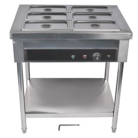 6-Pan Commercial Food Warmer, Professional Buffet Catering Food Warmer, Electric Steam Table, Stainless Steel