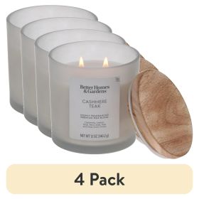 (4 pack) Cashmere Teak Scented 2-Wick Frosted Jar Candle 12oz.