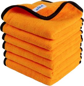 Professional Premium Microfiber Towels for Cars, Dual-Sided Car Washing and Detailing Towels, Gold, 15.7 x 23.6 inch, 6 Pack