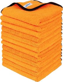 Professional Premium Microfiber Towels for Cars, Dual-Sided Car Washing and Detailing Towels, Gold, 15.7 x 23.6 inch, 12 Pack