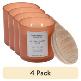 (4 pack) Snickerdoodle Swirl Scented 2-Wick Frosted Jar Candle 12oz.