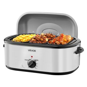 Roaster Oven, 24QT Electric Turkey Roaster Oven, 150-450 Fahrenheit Adjustable Temp Electric Roasting Pan with 3 Bin Buffet Server, Self-Basting