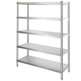 Stainless Steel Shelves 48x18.5 Inch 5 Tier Adjustable Shelf Storage Unit Stainless Steel Rack Shelving Heavy Duty Shelving for Kitchen Commercia