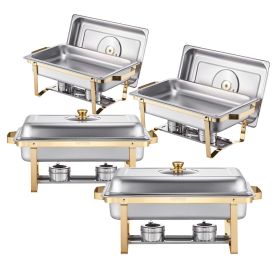 Chafing Dish Buffet Set, 8 Qt 4 Pack, Stainless Steel Chafer with 4 Full Size Pans