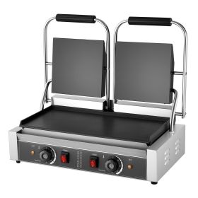 Commercial Panini Grill, 3600W Electric Sandwich Panini Maker, Stainless Steel Double Sandwichs Press with Handle and Temp Control (Power: 3600W, Pan Size: 19x9 inch)